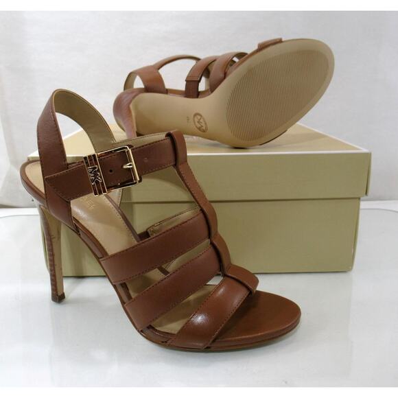 Michael Kors Jagger High Heel Stiletto Strappy Sandal Leather Luggage Size 7 - Picture 7 of 7